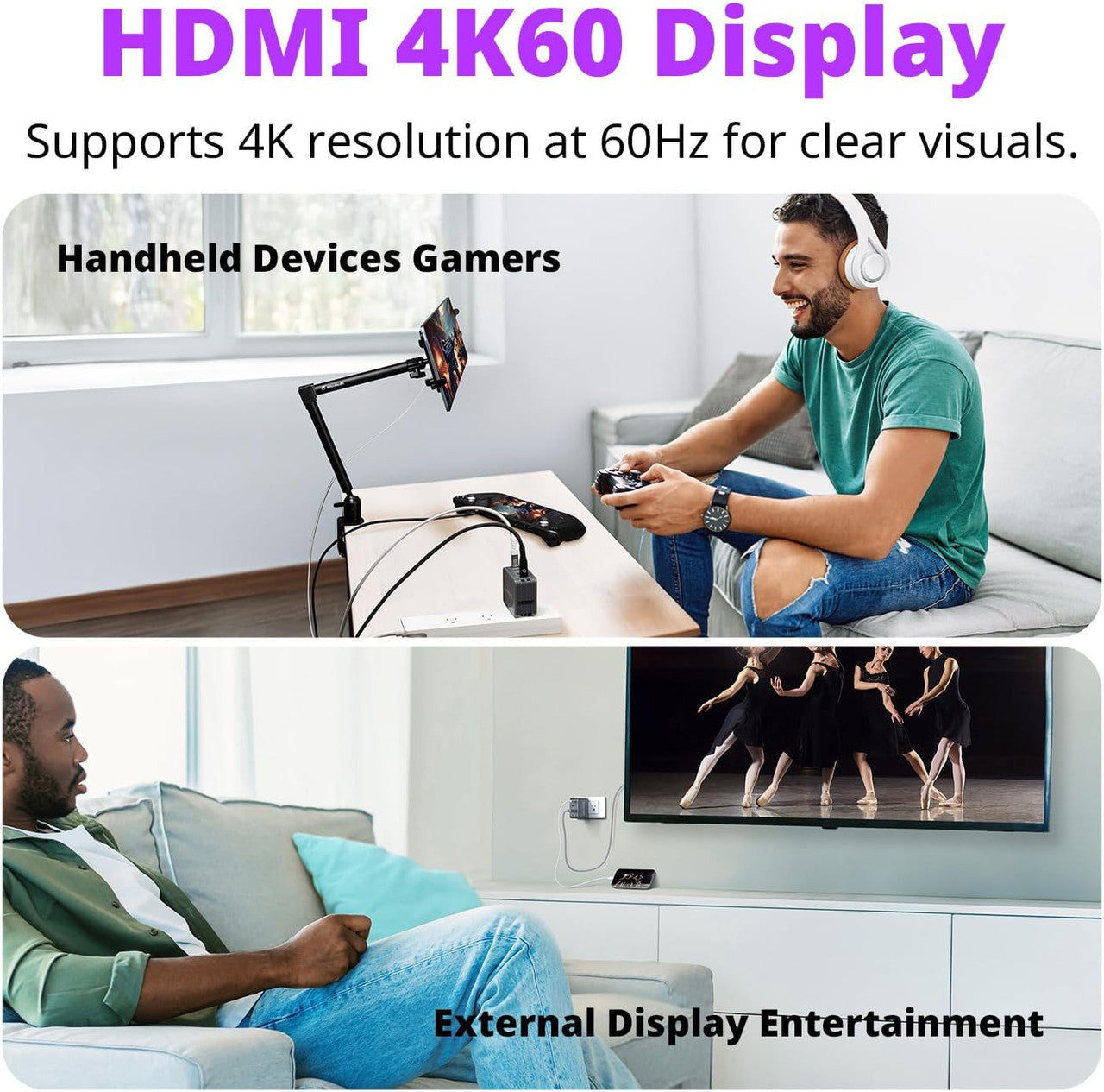 AverMedia Elite Go Capture Card for Streaming Portable Charger Fast Charging USB C, TV Docking Station Compatible w/ iPhone, iPad, Laptop (WHITE) GC313ProWHITE