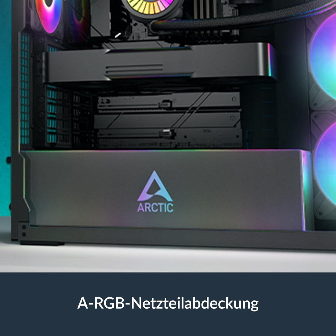Arctic Xtender PC Case-Mid Tower-Tempered Glass Panel-Included A-RGB Fans (Mirror Black) ACPCC00018A