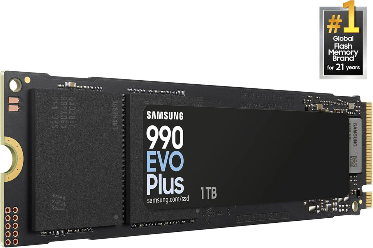 Samsung 990 EVO Plus SSD 1TB PCIe Gen 4x4, Gen 5x2 M.2 2280, Speeds Up-to 7,150 MB/s Upgrade Storage for PC MZ-V9S1T0B/AM