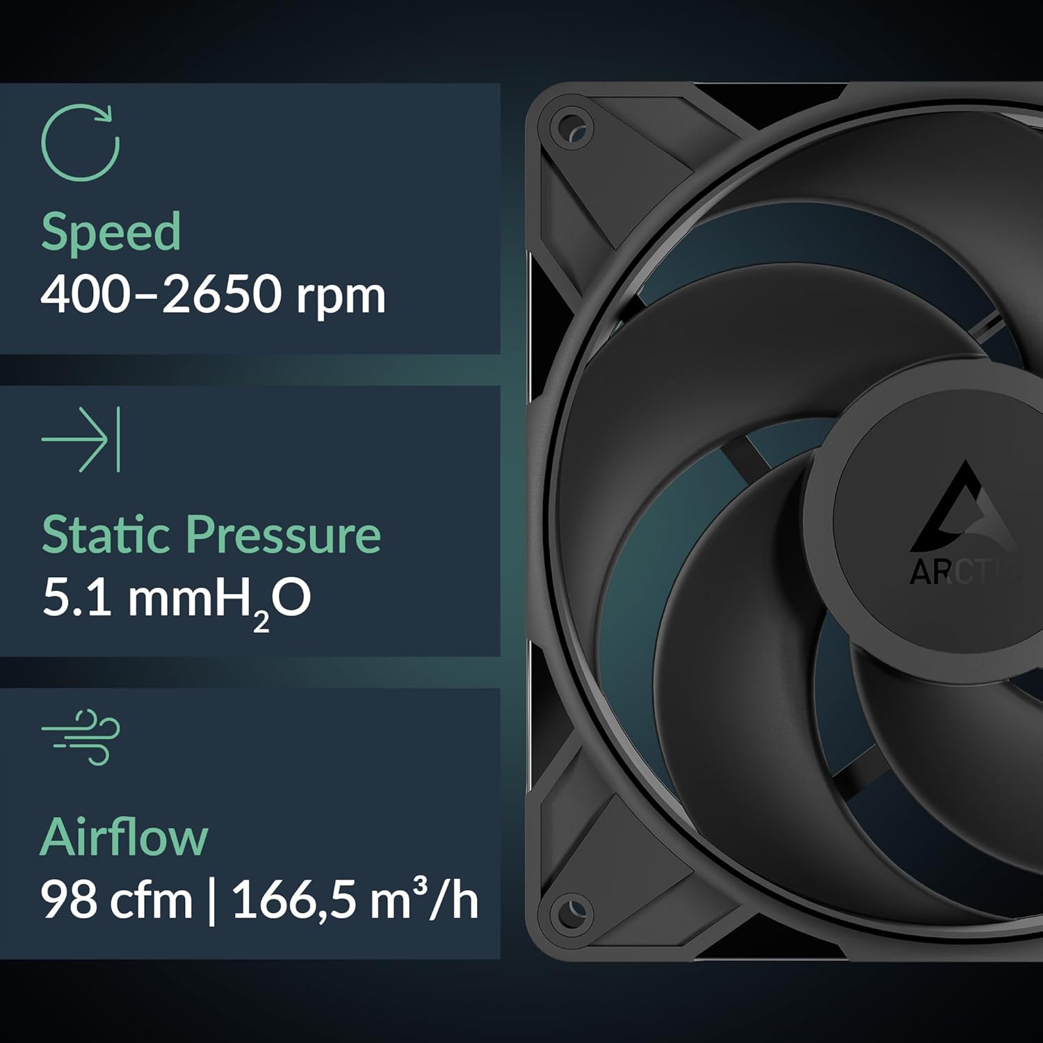 ARCTIC P14 Pro Reverse PWM | 140mm Case Fan | 2650 RPM | + Splitter