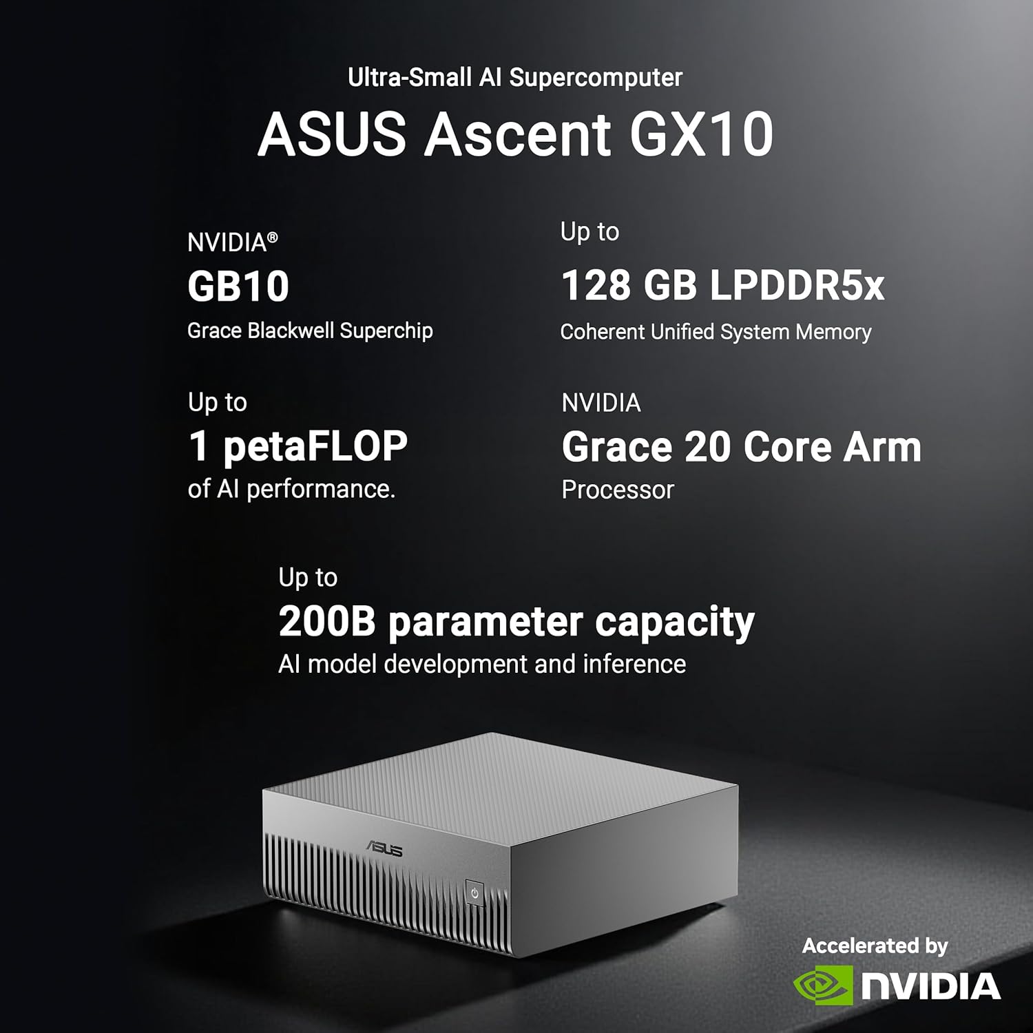 ASUS Ascent GX10 AI Computer | NVIDIA GB10 Blackwell | 128GB | 1TB