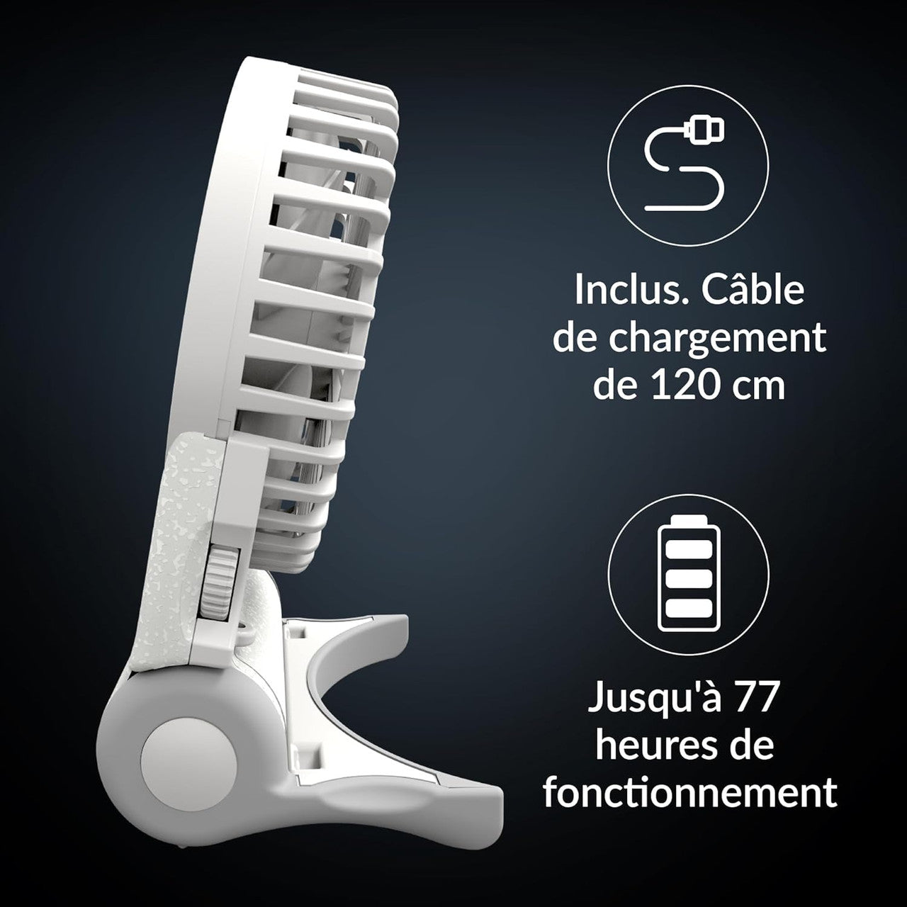 Arctic Summair Rechargeable Handheld Fan w/ Stand, infinite speed, 4-77h Running Time, USB-C incl. USB-A Cable (White) AEBRZ00029A