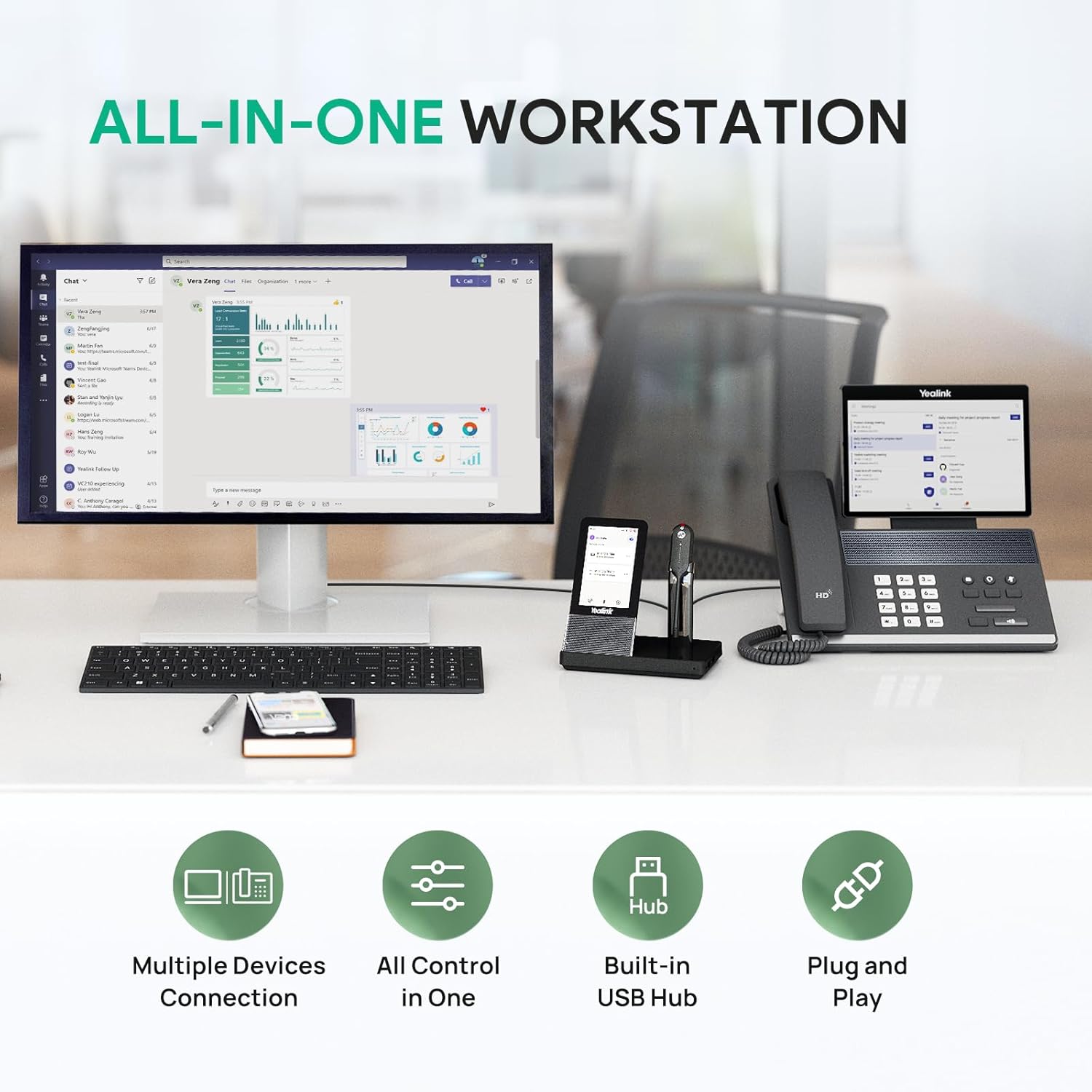 Yealink WH67 Teams Wireless Headset | DECT & Bluetooth | Noise Cancelling Mic | 1308040