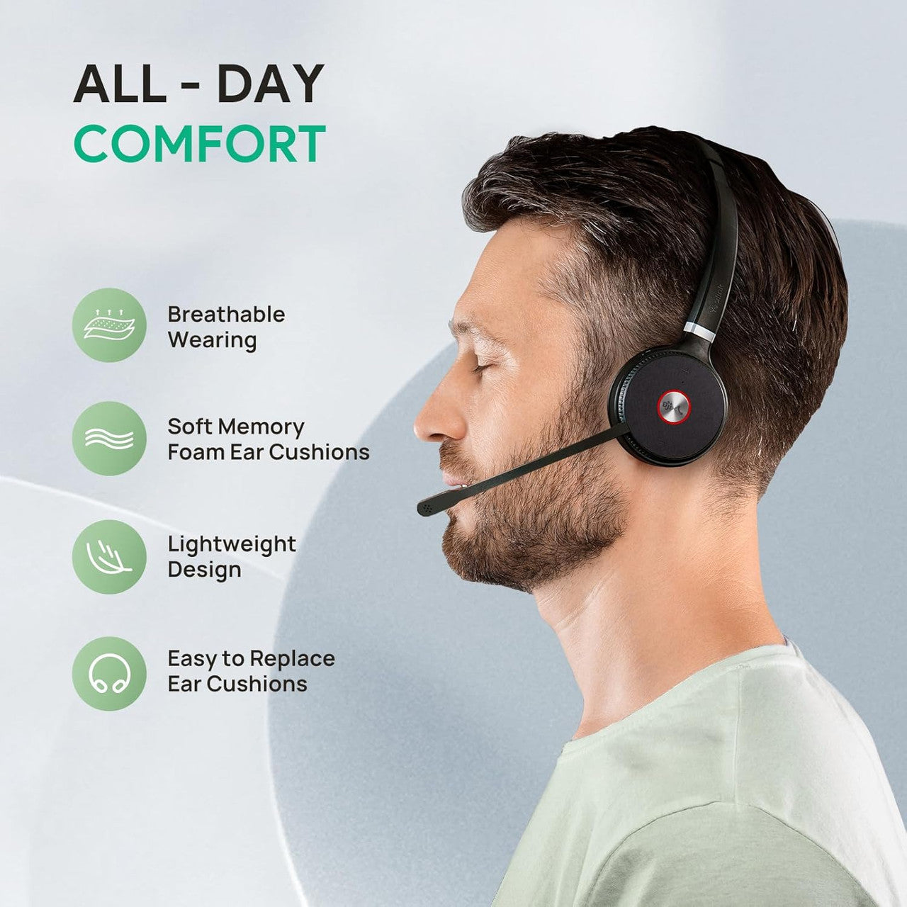 Yealink WH62-Dual Teams Wireless Headset with Microphone Teams Zoom Certified for PC, Laptop, Mac for Office Telephone (1308001)