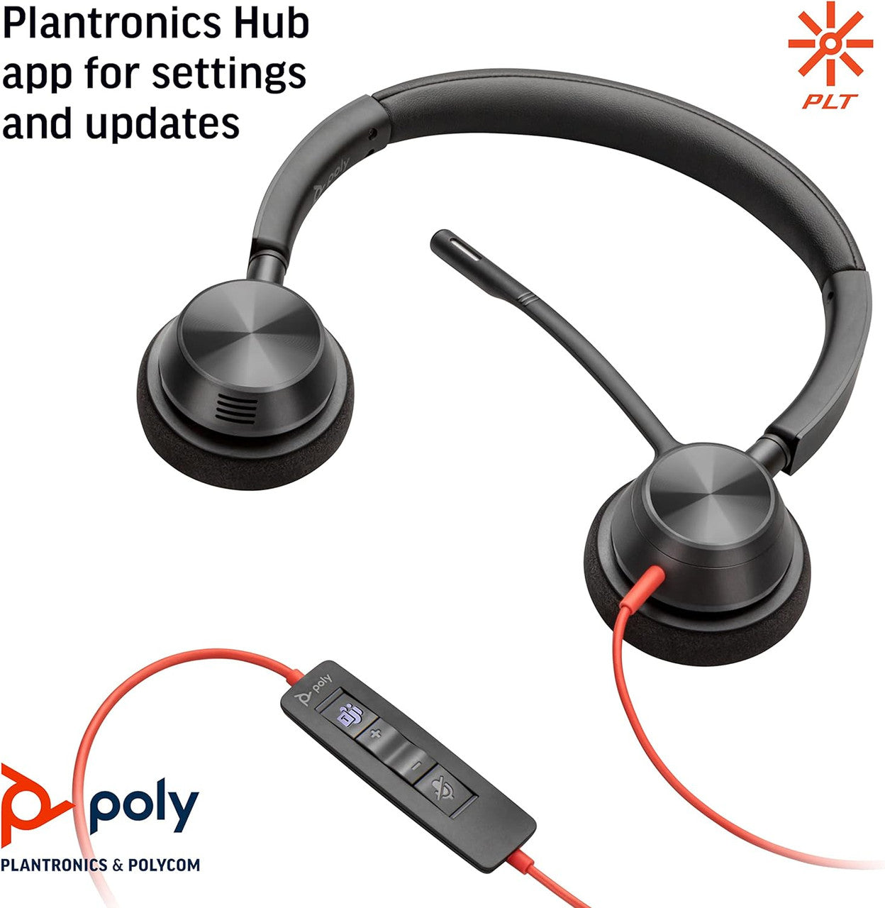 Poly Blackwire 3320 Wired Headset Hi-fi Stereo - Connect to PC/Mac via USB-C or USB-A -Teams Certified Zoom 8X220AA