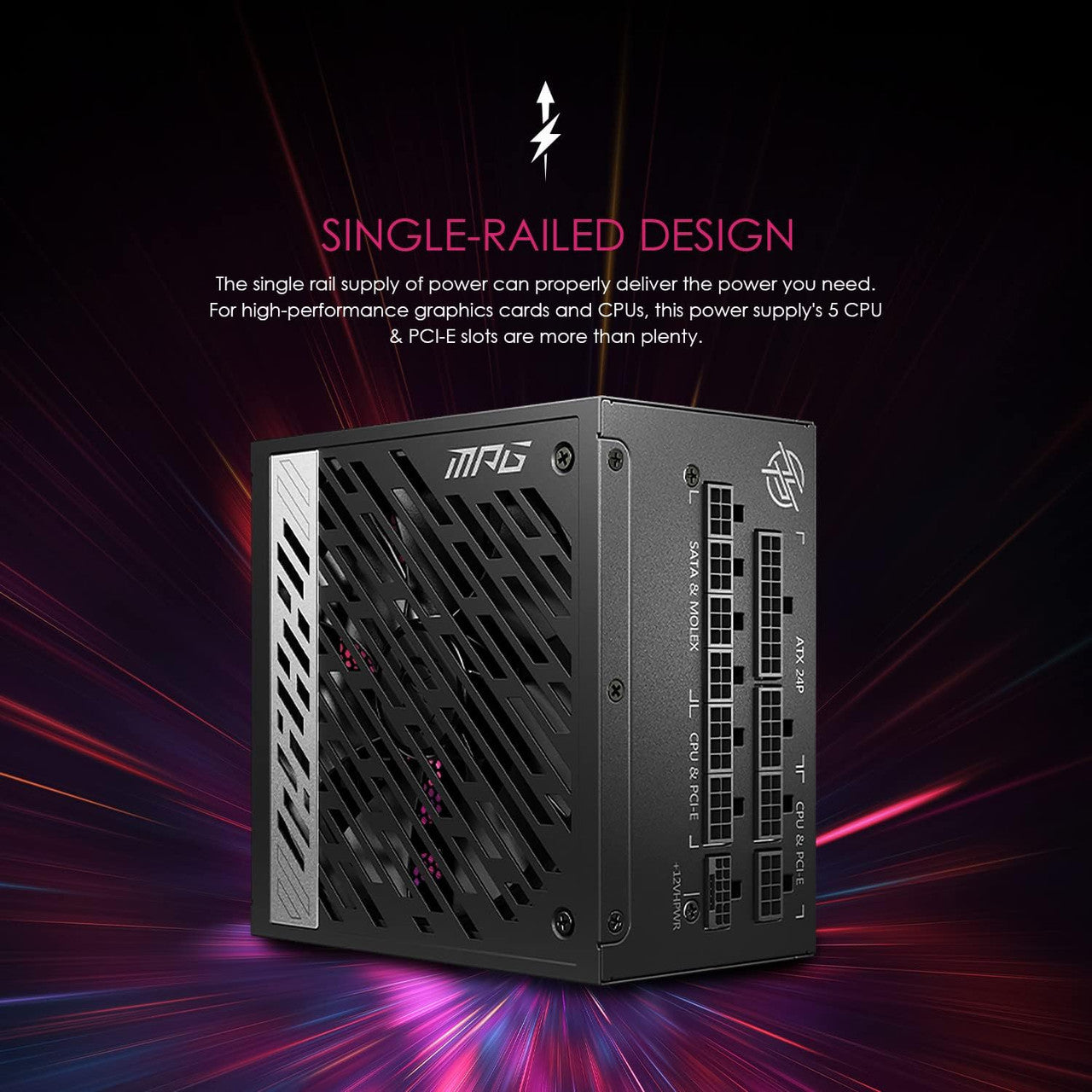 MSI PCIE 5 & ATX 3.0 Gaming Power Supply Full Modular 80 Plus Gold Certified 1000W Compact Size ATX PSU MPGA1000GPCIE5