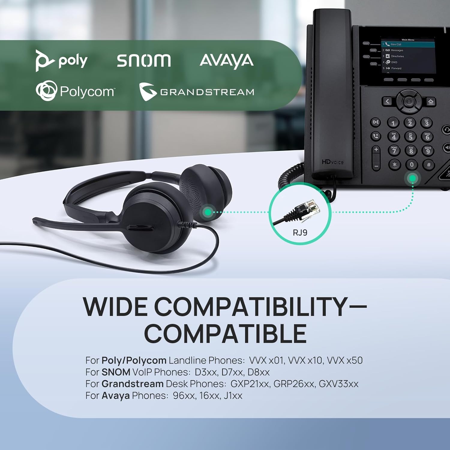 Yealink YHS36 E2 Dual Wired Headset | Quick Disconnect (QD) | Dual Ear | Noise-Canceling Microphone | 1308231