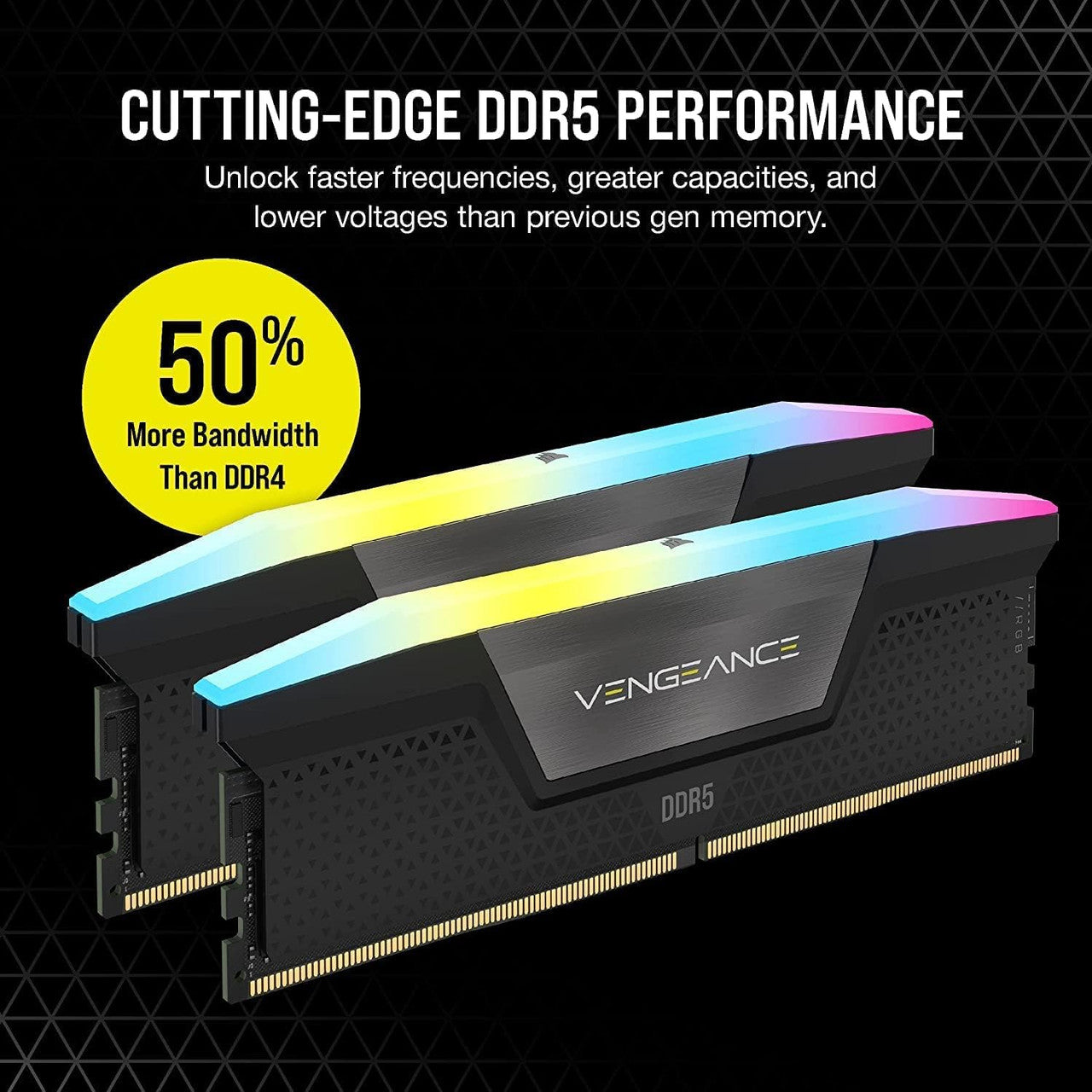 CORSAIR VENGEANCE RGB DDR5 RAM 32GB (2x16GB) 6000MHz CL36 iCUE Compatible Computer Memory (Black) CMH32GX5M2E6000C36