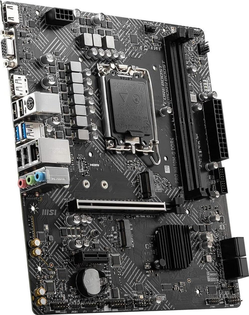 MSI Motherboard (12th/13th/14th Gen Intel Core, LGA 1700 Socket, DDR4, PCIe 4, SATA 6Gb/s, mATX) PRO H610M-G DDR4