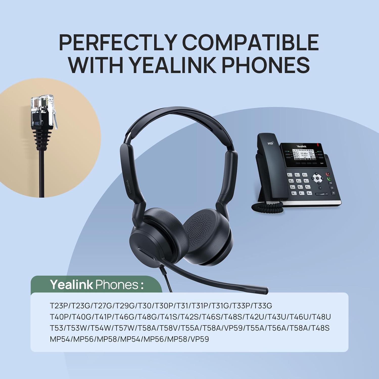 Yealink YHS36 E2 Dual Wired Headset | Quick Disconnect (QD) | Dual Ear | Noise-Canceling Microphone | 1308231
