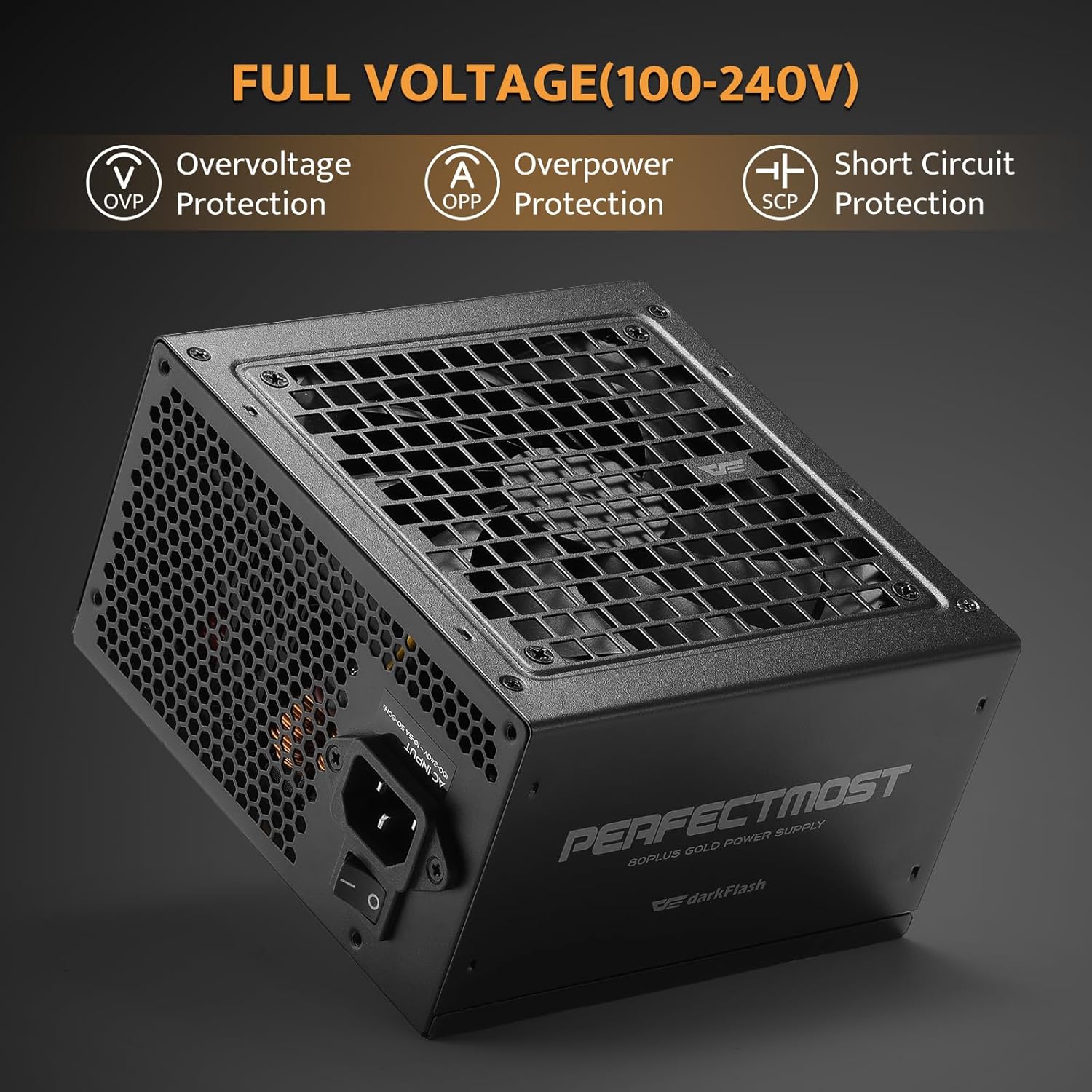darkFlash PMT1050 1050W ATX 3.1 Fully Modular 80+ Gold Gaming Power Supply, PCIe 5.1, Black – DF-PMT-1050-BK
