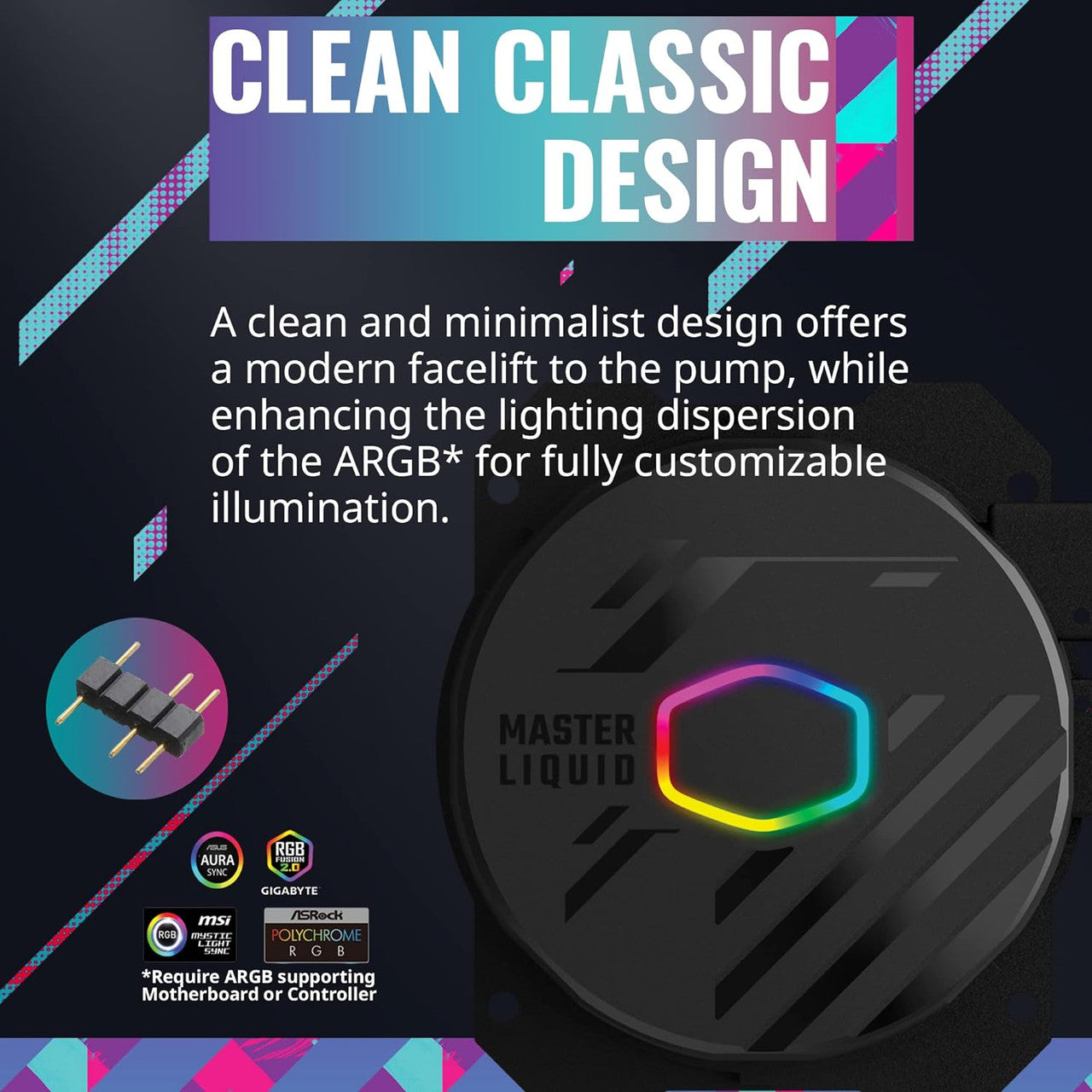 Cooler Master MasterLiquid 240L Core 240mm AIO Liquid Cooler ARGB Sync Gen S Coldplate Pump 120mm PWM MLW-D24M-A18PZ-R1