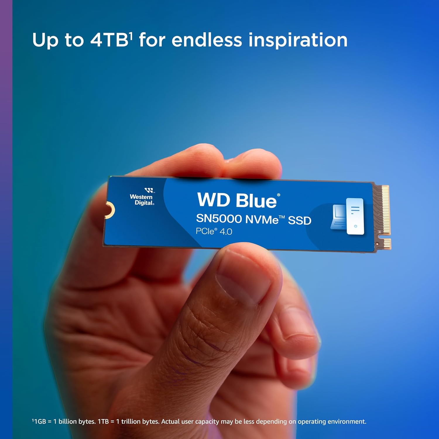 WD 1TB Blue SN5000 NVMe Internal Solid State Drive PCIe Gen 4.0, M.2 2280, Up to 5,150 MB/s SSD - WDS100T4B0E