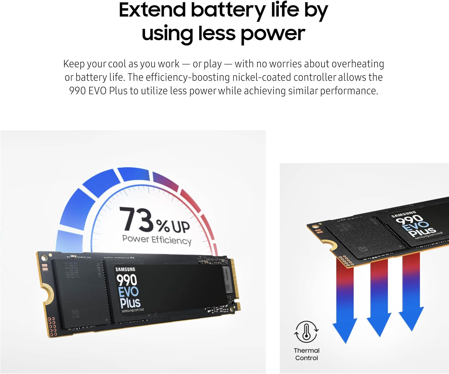Samsung 2TB 990 EVO Plus Internal PCIe SSD Hard Drive - MZ-V9S2T0B/AM
