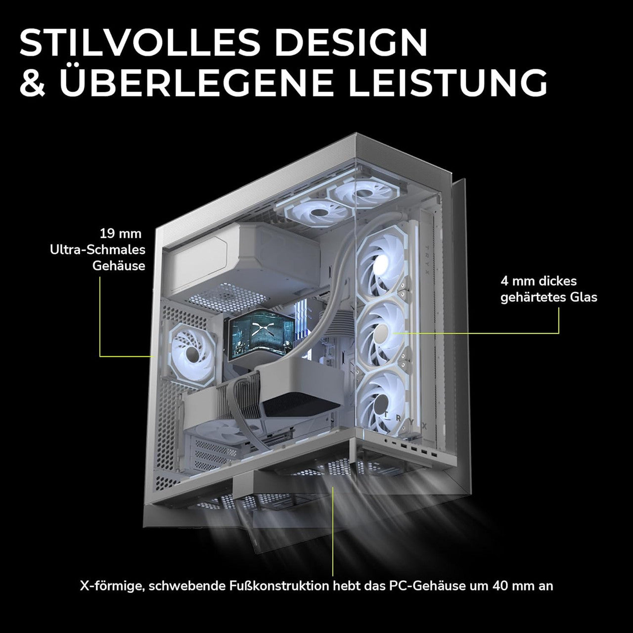 TRYX LUCA L70 Midi-Tower Tempered Glass ARGB PC Case (White) C-L700N-NN0H-G0W