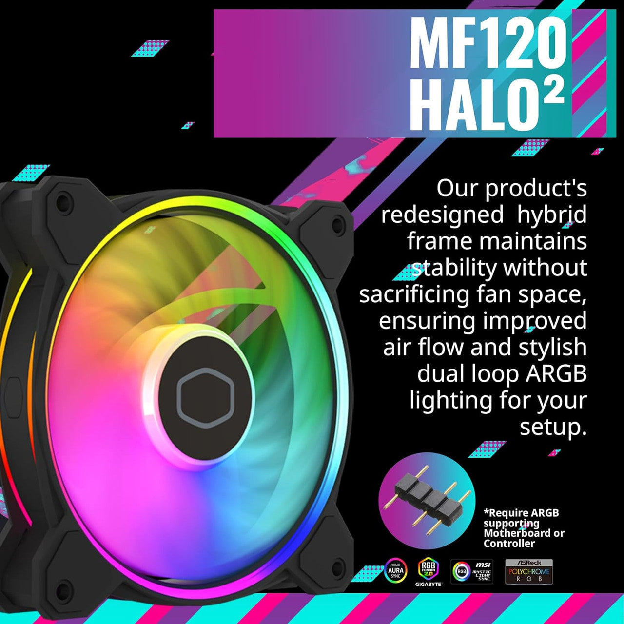 Cooler Master Hyper 212 Halo Black CPU Air Cooler, Dual Loop ARGB, AMD AM5 | AM4, Intel LGA 1851 | 1700 | 1200 RR-S4KK-20PA-R1