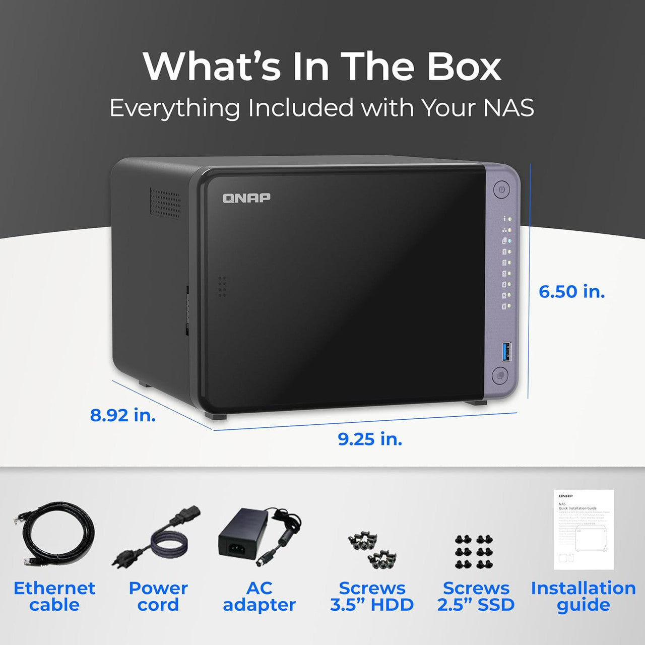 QNAP 6-Bay ARM-based NAS, Quad Core 2.0GHz, 4GB DDR4 RAM, 10GbE(SFP+), 2.5GbE and PCIe Gen3 Expansion Slot TS-632X-4G-US