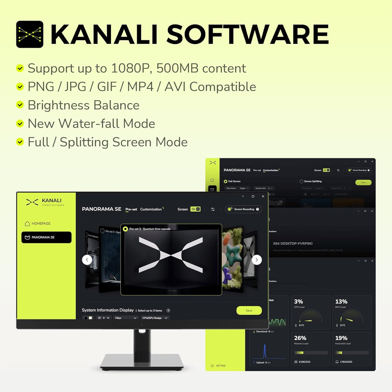 TRYX Panorama SE 360 ARGB 360mm AIO Rotatable 6.67" MOLED Curved Screen 3D Cooler Asetek Adela (Black) L-P360L-AM3M-G0K