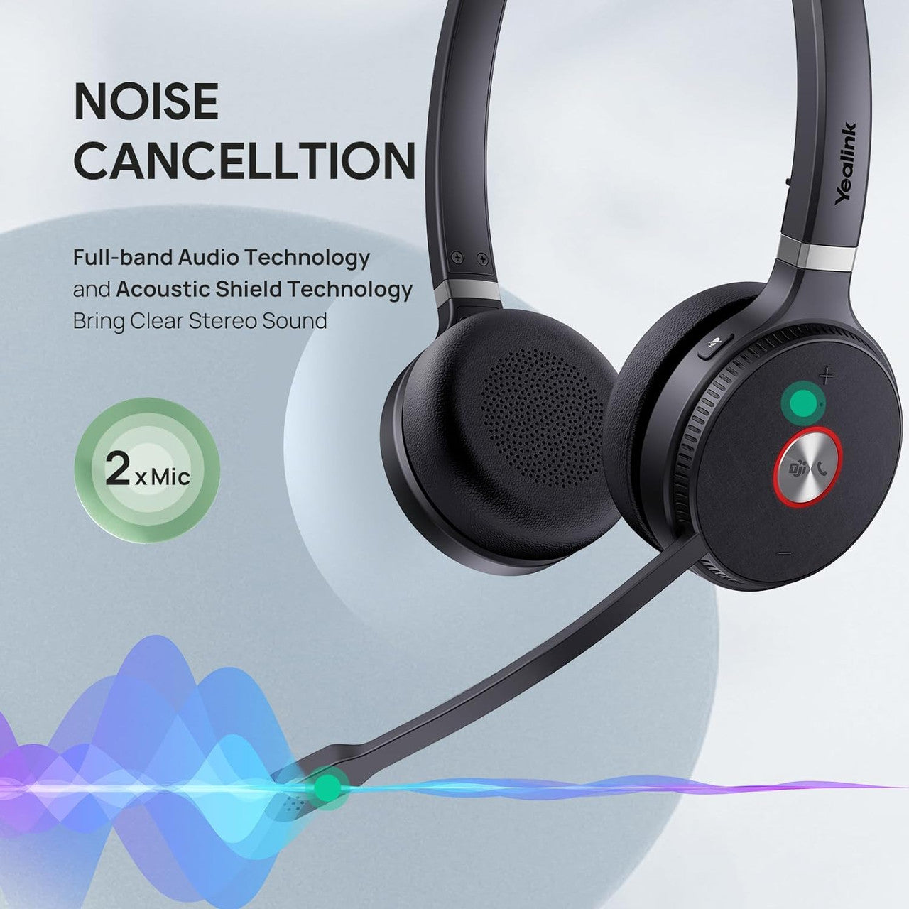 Yealink WH62-Dual Teams Wireless Headset with Microphone Teams Zoom Certified for PC, Laptop, Mac for Office Telephone (1308001)