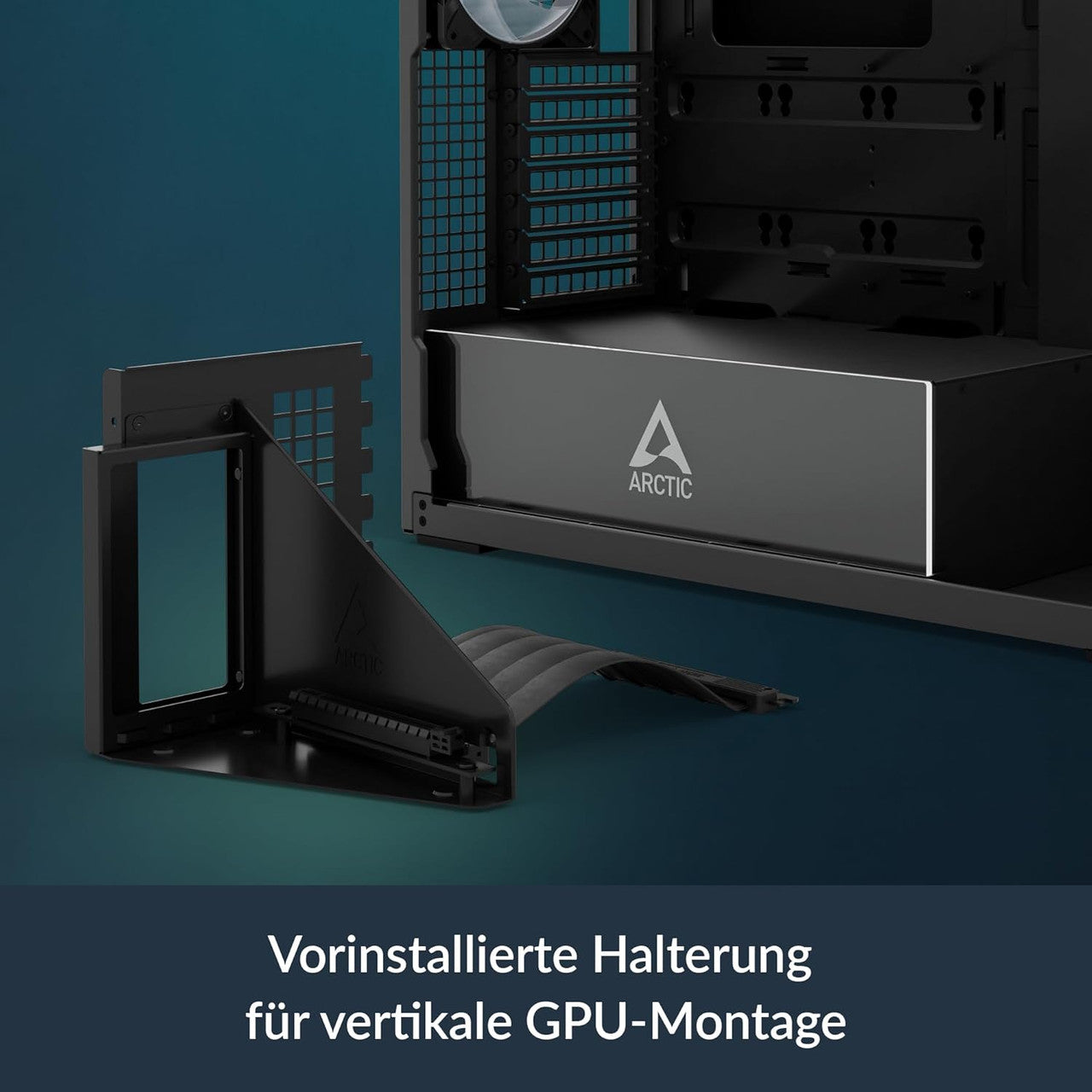 Arctic Xtender VG PC Case-Mid Tower Tempered Glass Panel-A-RGB Fans Vertical GPU Mounting Kit (Mirror Black) ACPCC00019A