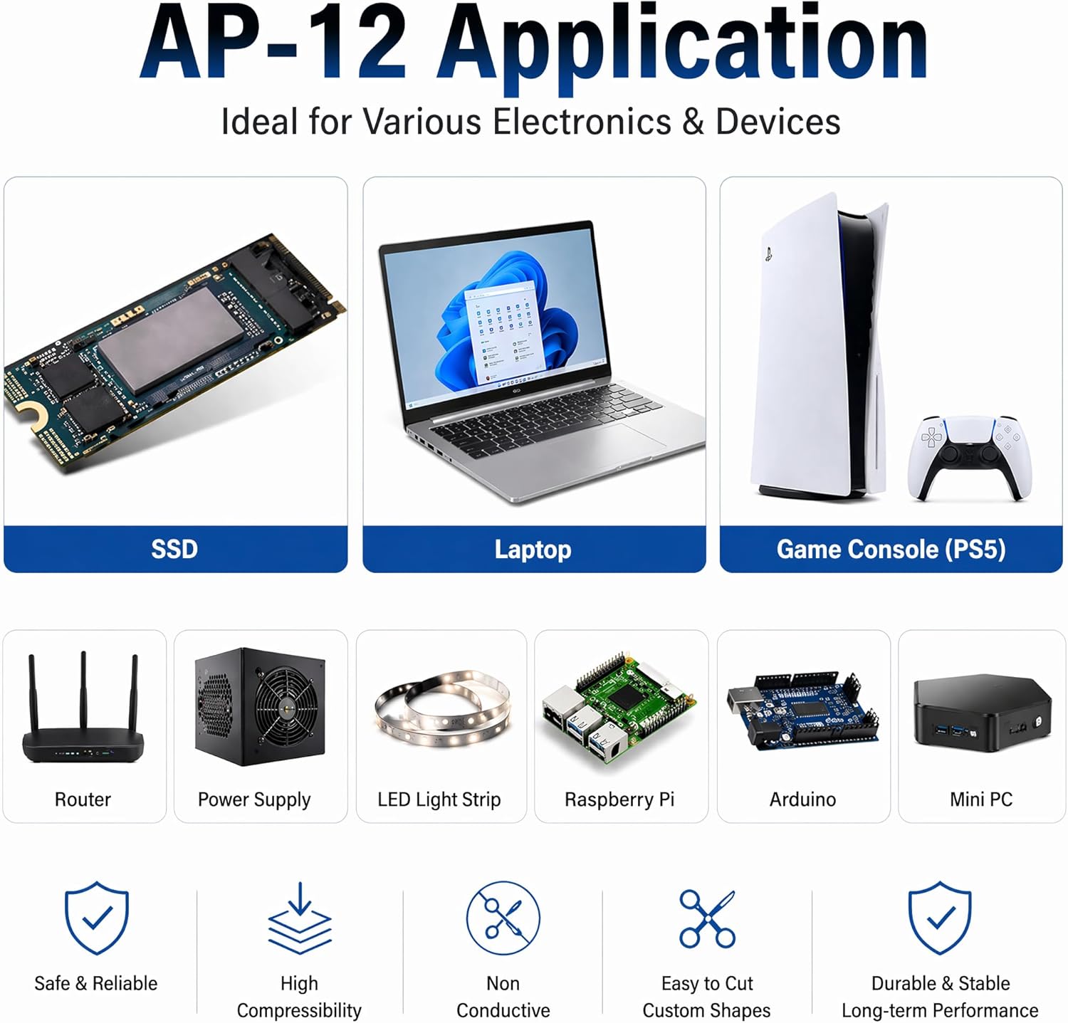 Maxtor AP-12 14.8W/mK Thermal Pad | Silicone Cooling Pad | Non-Conductive | 85x45x(0.5/1.0/1.5/2.0/2.5/3.0)mm