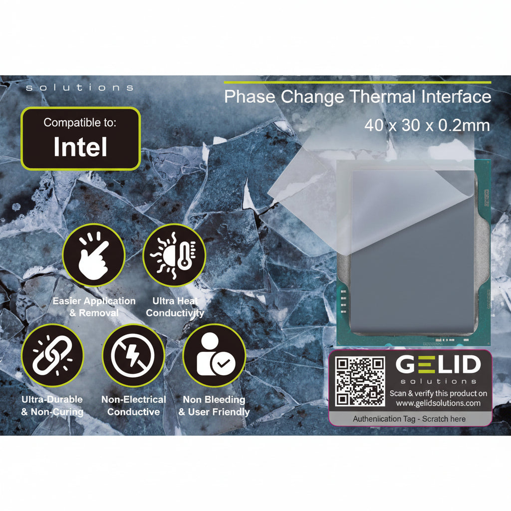 Gelid Solutions HeatPhase Ultra for Intel 40x30x0.2mm, 8.5W/mk Thermal Pad for CPU Non-Electrical Conductive (PH-GC-02-I)