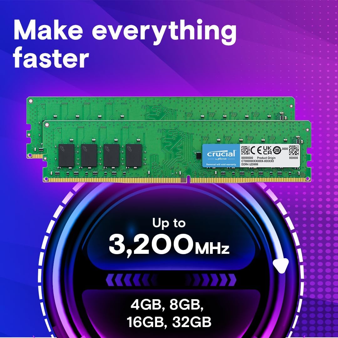 Crucial 8GB DDR4-3200 UDIMM CL22 Desktop Memory - CT8G4DFRA32A