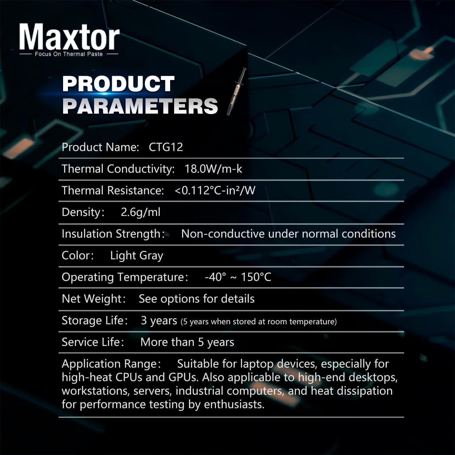 Maxtor High Performance Thermal Paste | Non-Conductive | CPU & GPU Cooling Compound | 2g/4g