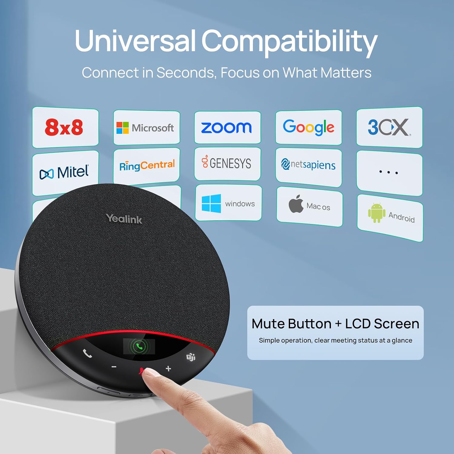 Yealink SP96 USB Speakerphone | USB-C/A Connectivity | HD Audio | Plug-and-Play | 1308171