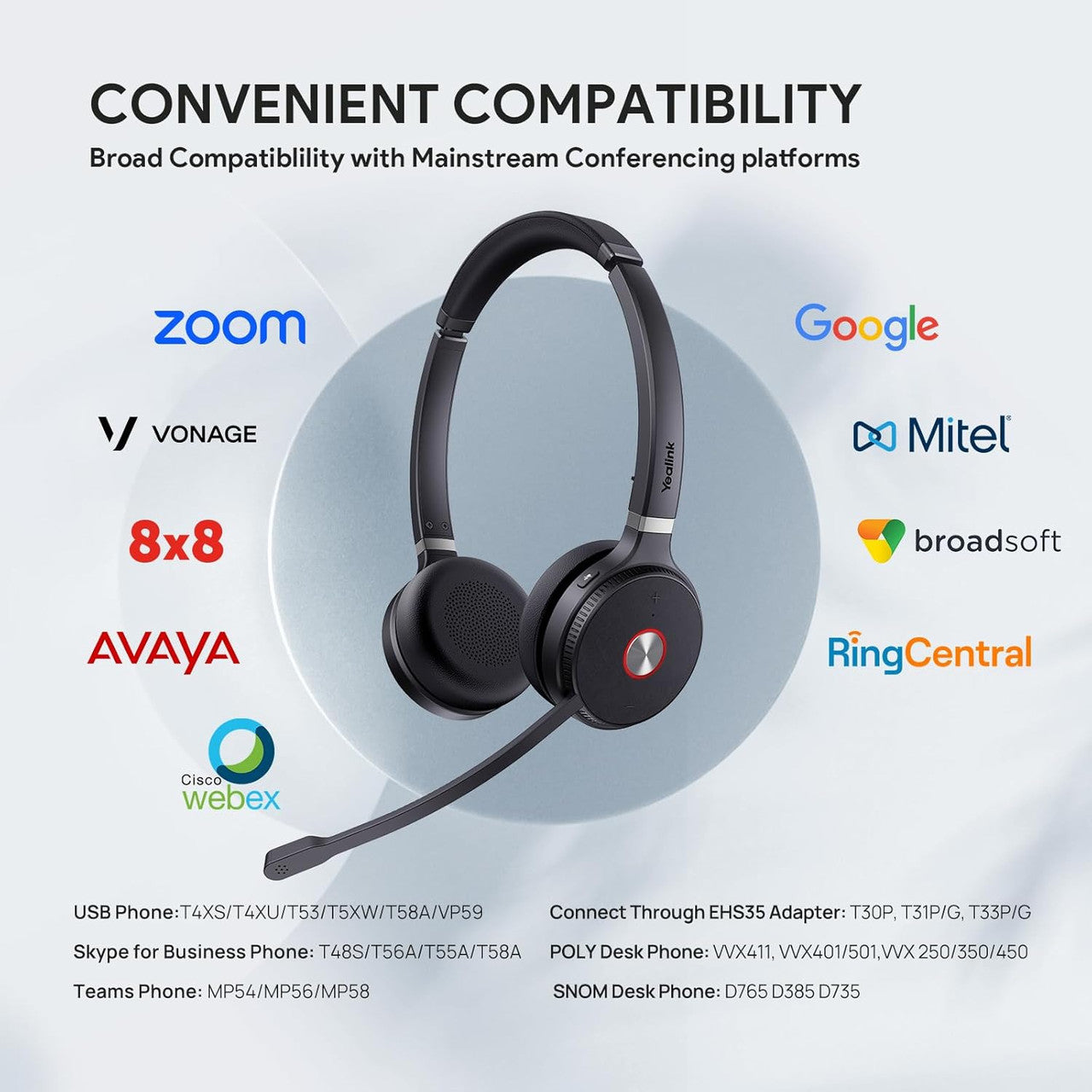 Yealink WH62 Dual UC Wireless Noise Canceling Headset - Connects & Works with USB Enabled Desk Phones, Computers (1308006)