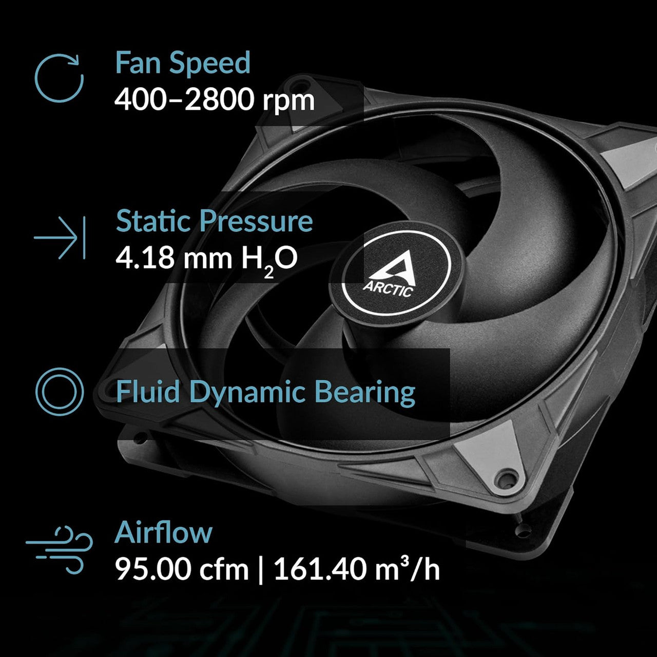Arctic P14 Max 140mm High-Speed Case Fan PWM 4-Pin 2800RPM Optimised for Static Pressure 0dB Mode (Black) ACFAN00287A
