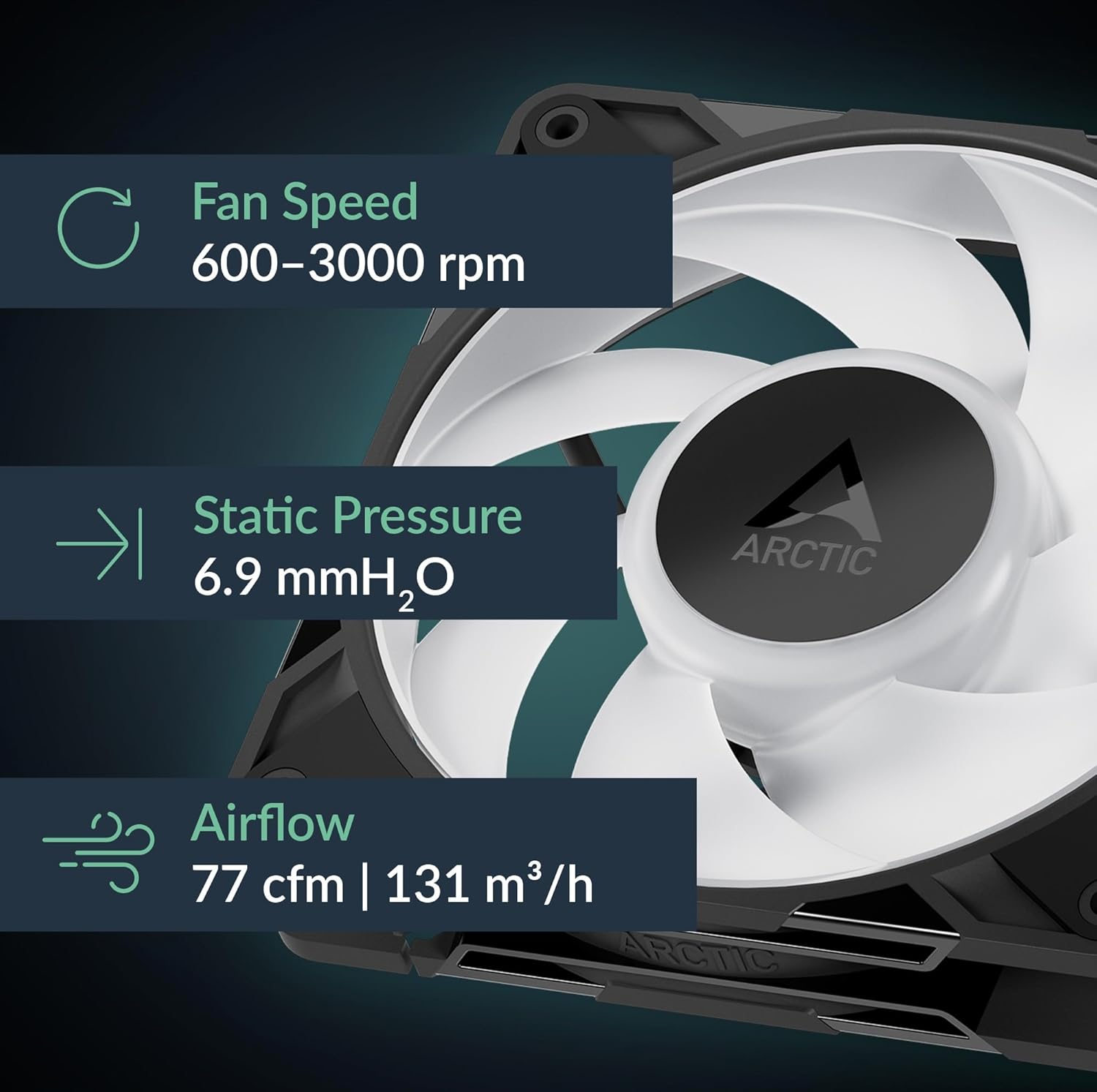 ARCTIC P12 Pro A-RGB PWM | 120mm | 3000 RPM | 4-Pin Case Fan with Cable Splitter