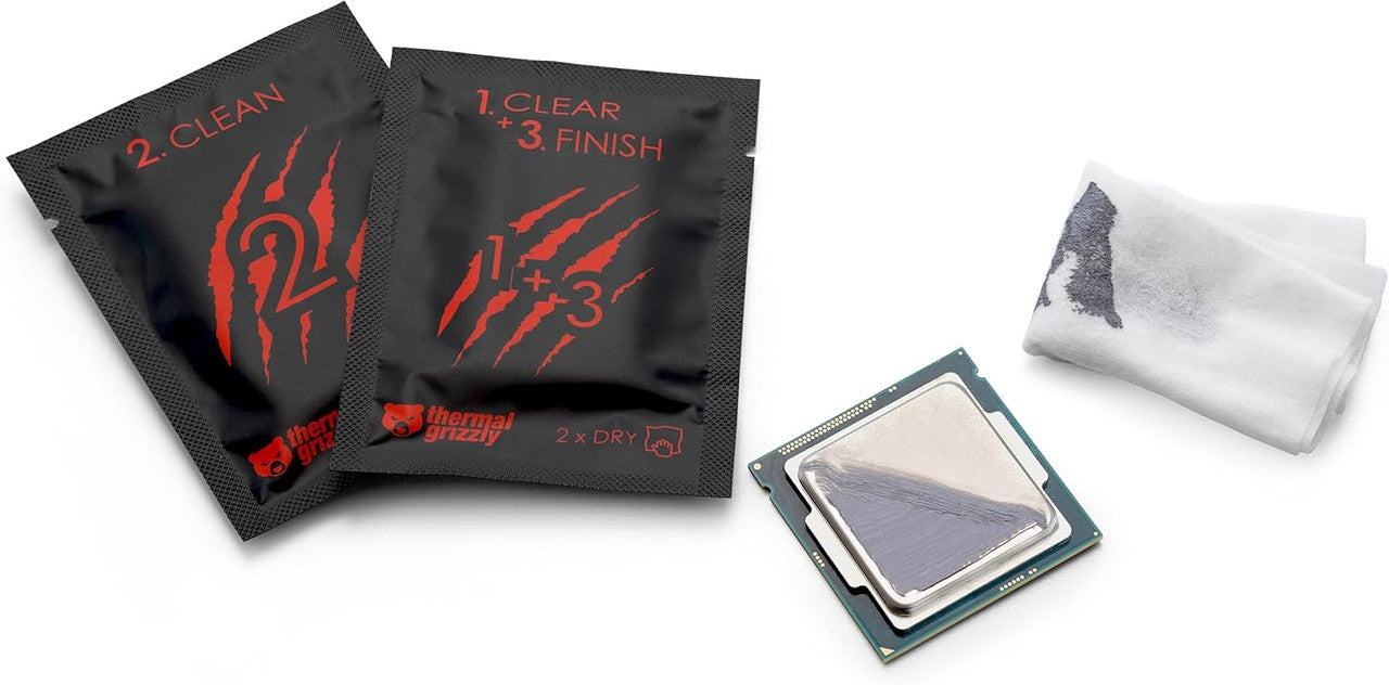 Thermal Grizzly TG Cleaning Wipes (10 Pcs ,20Wet & 20 Dry Wipes) Optimal Adhesion of Thermal Conductive Materials TG-CW-10