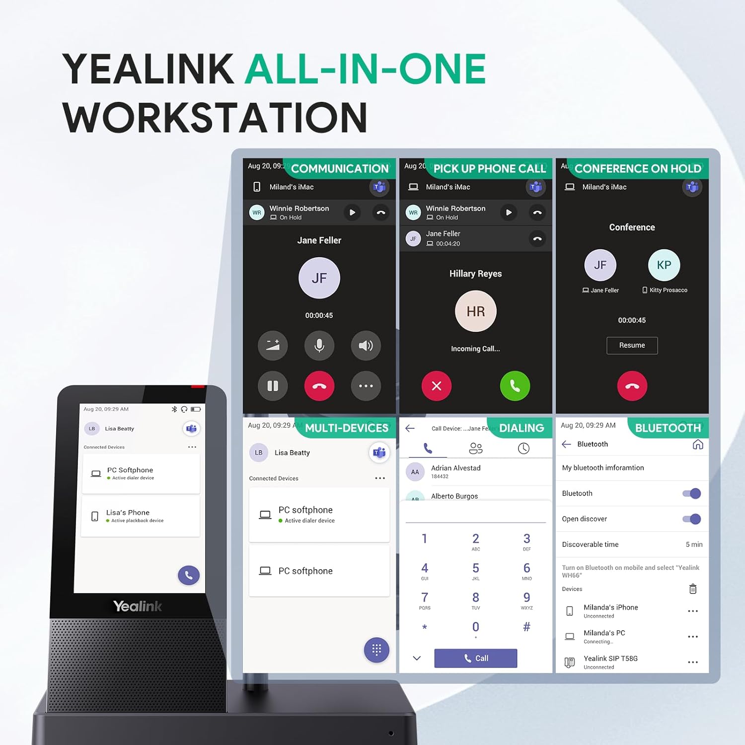 Yealink WH66 Mono Teams Headset | DECT Wireless | 4" Touchscreen | Full-Duplex Speaker | 1308002