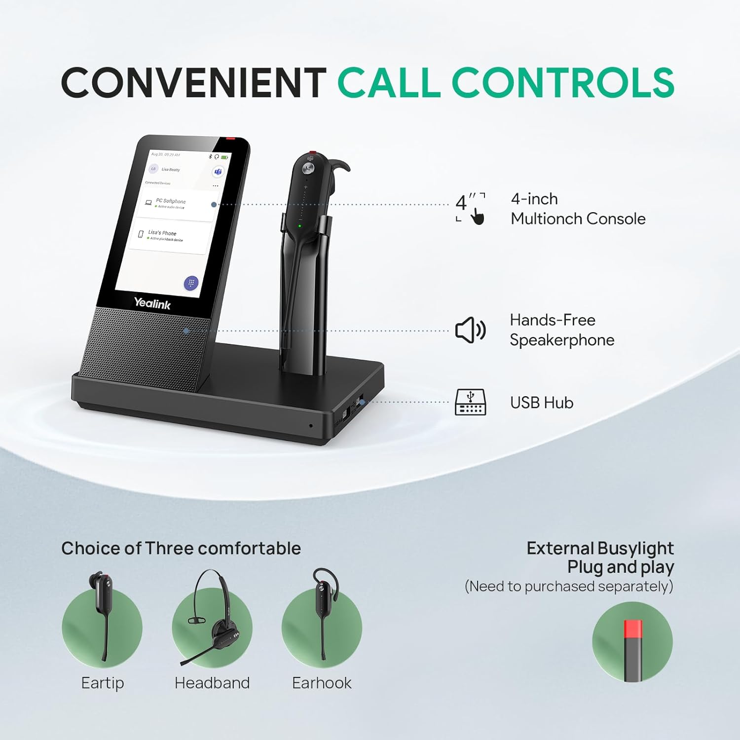 Yealink WH67 Teams Wireless Headset | DECT & Bluetooth | Noise Cancelling Mic | 1308040