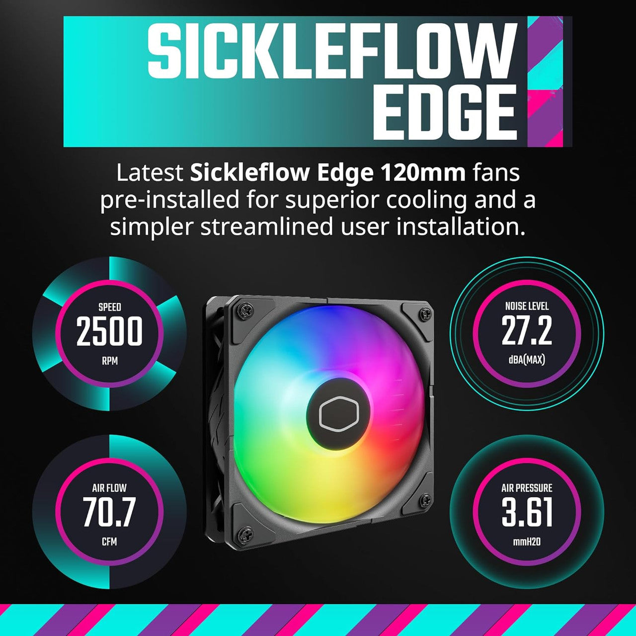 Cooler Master MasterLiquid 240 Atmos ARGB Close-Loop 120mm 4-Pin PWM 2500RPM AIO Liquid Cooler - Black MLX-D24M-A25PZ-R1