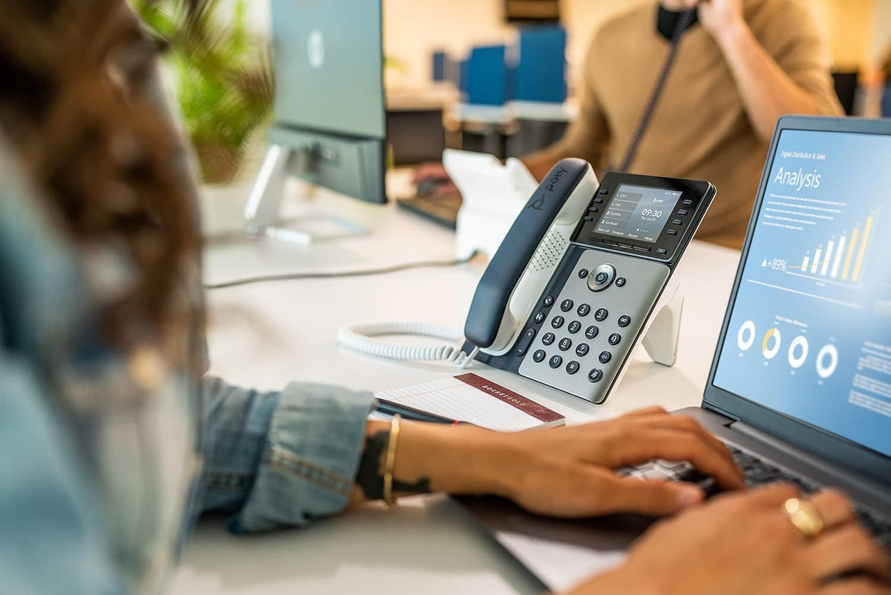 Poly Edge E220 IP Desk Phone 4-line Supporting up to 16 Lines Integrated Bluetooth for Mobile Phone & Headset 82M87AA