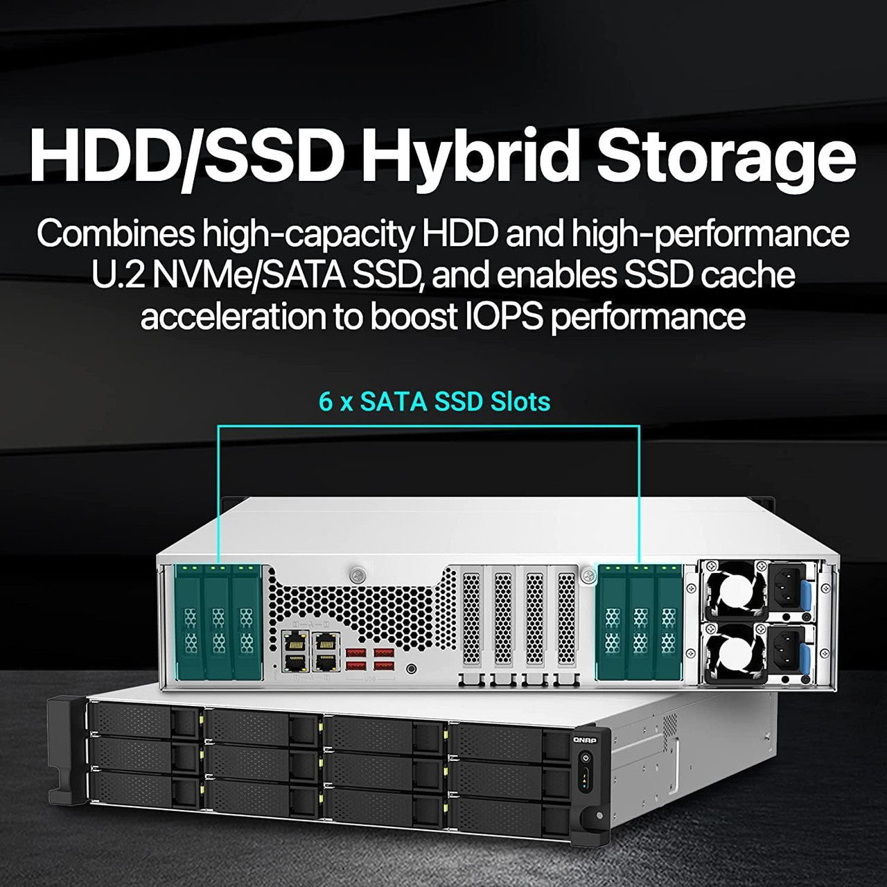 QNAP 18-Bay 2U rackmount NAS, Intel Xeon E-2334 ,16 GB ECC DDR4, USB 3.2 Gen2,550W redundant TS-H1887XU-RP-E2334-16G-US