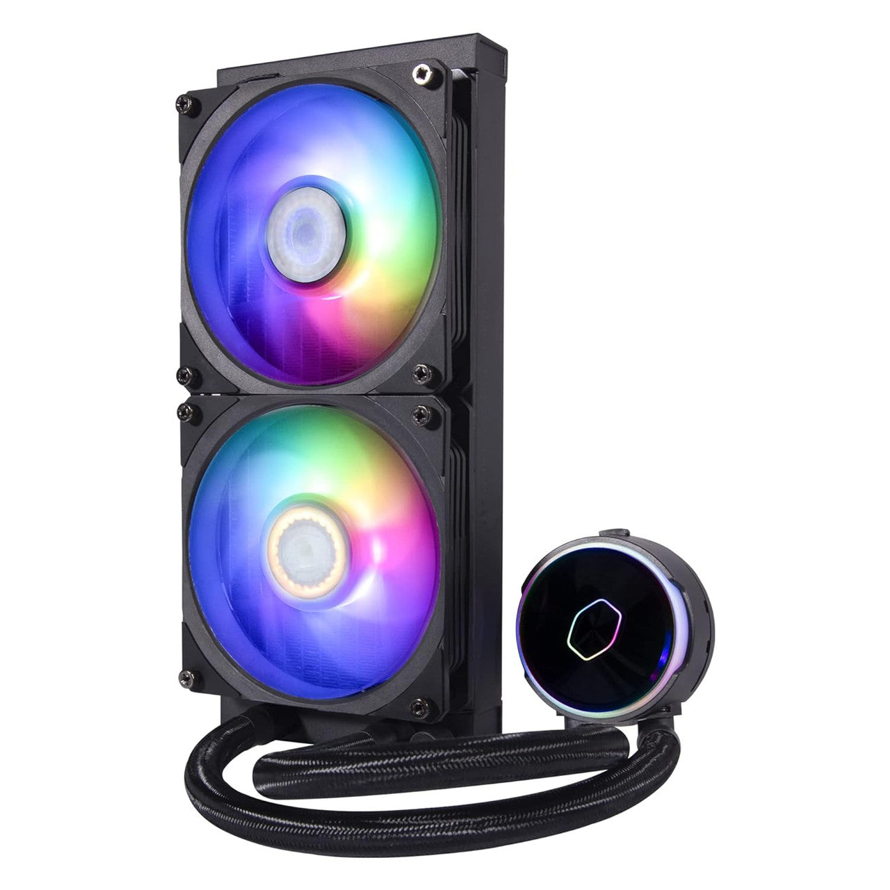 Cooler Master Master Liquid PL240 FLUX AIO CPU Liquid Cooler, Gen2 ARGB 240mm 120 PWM Fans (Black) MLY-D24M-A23PZ-R1