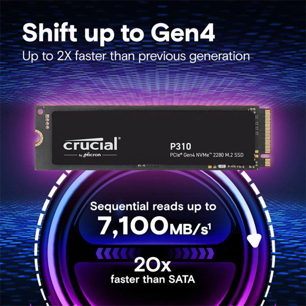 Crucial P310 M.2 2280 2TB PCI-Express 4.0x4 NVMe 3D NAND Internal Solid State Drive Speed Up to 7100 MBps CT2000P310SSD8
