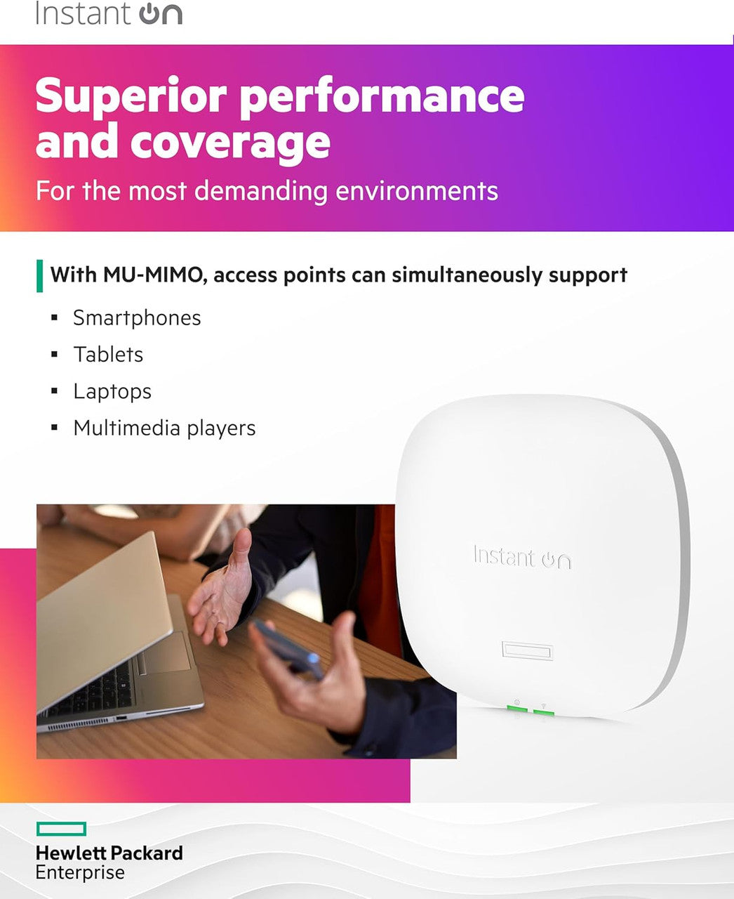 HPE Networking Instant On AP25 .11ax 4x4 Wi-Fi Access Point | US Model | Power Source not Included | R9B27A