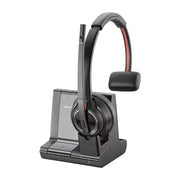 The Poly Savi 8210 Office Wireless DECT Headset offers wireless Bluetooth connectivity to both PC/Mac and mobile devices for versatile communication.