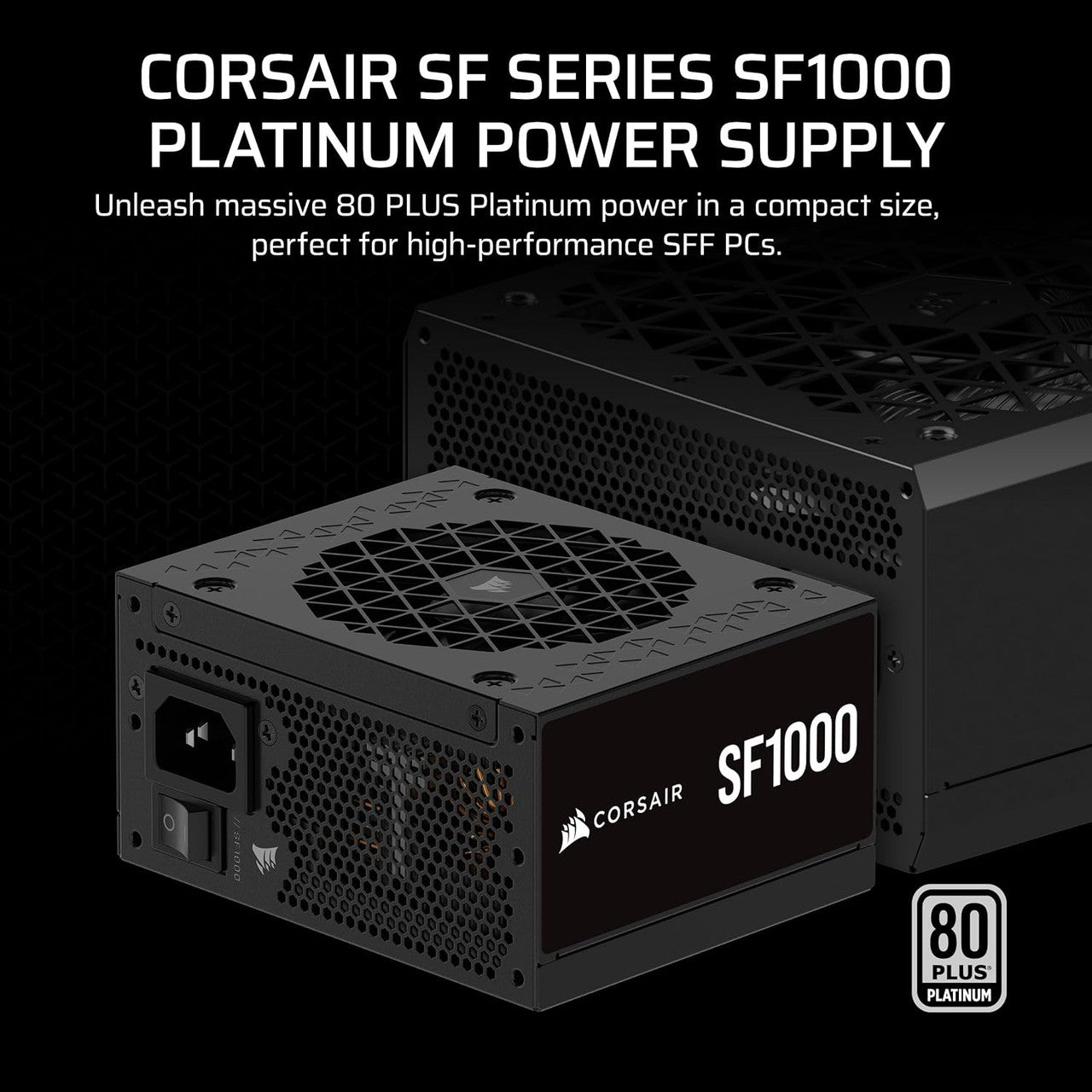 Corsair SF1000 (2024) Fully Modular Low Noise 80 Plus Platinum ATX Power Supply-ATX Bracket Included (Black) CP-9020257-NA