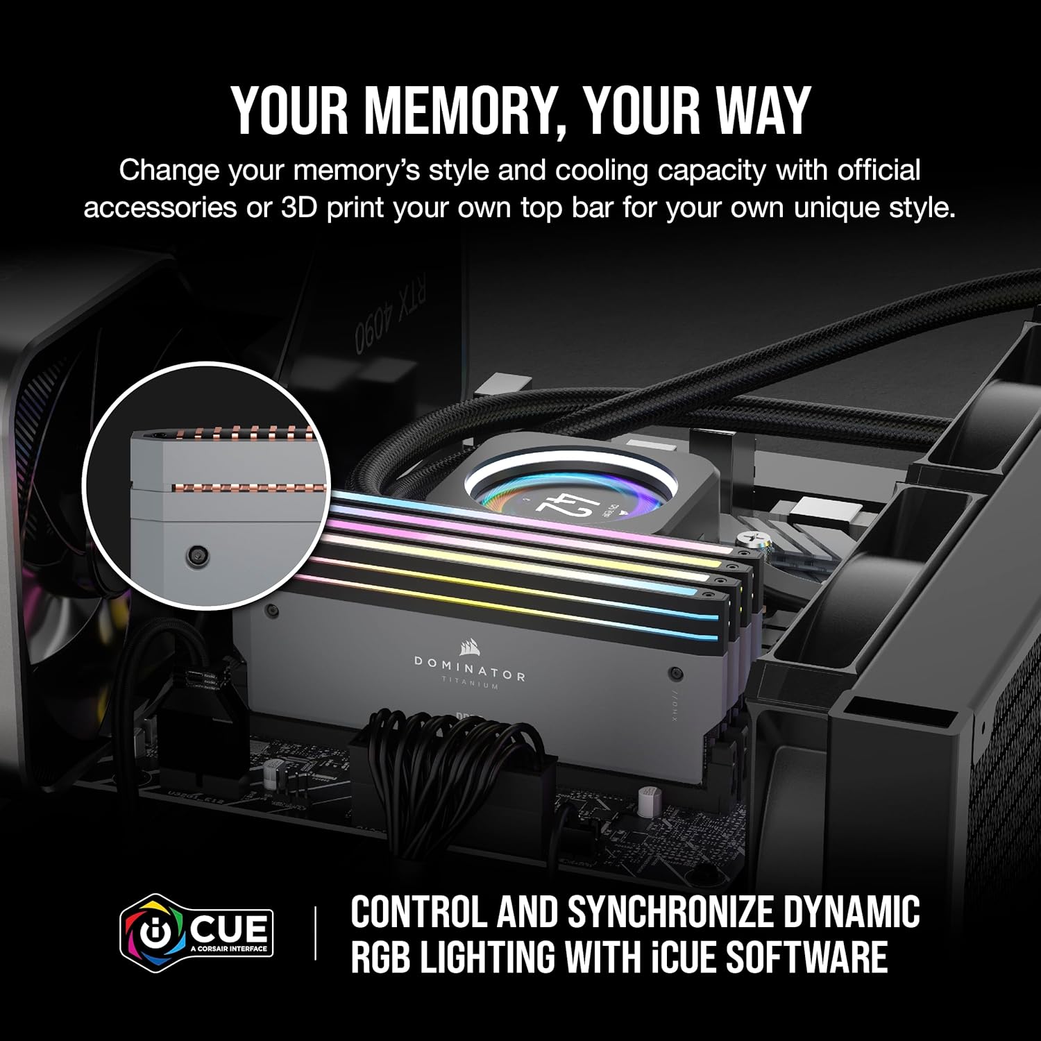 Corsair DOMINATOR TITANIUM RGB DDR5 32GB (2x16GB) 6000MHz CL30 Desktop Memory | AMD EXPO & Intel XMP | iCUE Compatible | Gray | CMP32GX5M2B6000Z30
