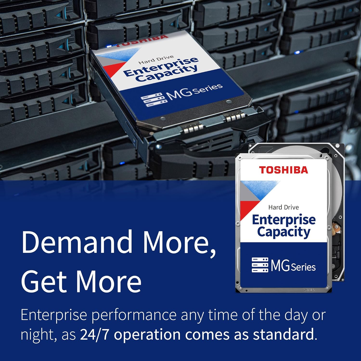 Toshiba 22TB Enterprise HDD SATA 7200RPM, 512e/4Kn, 3.5-inch Internal Hard Disk Drive MG10AFA22TE