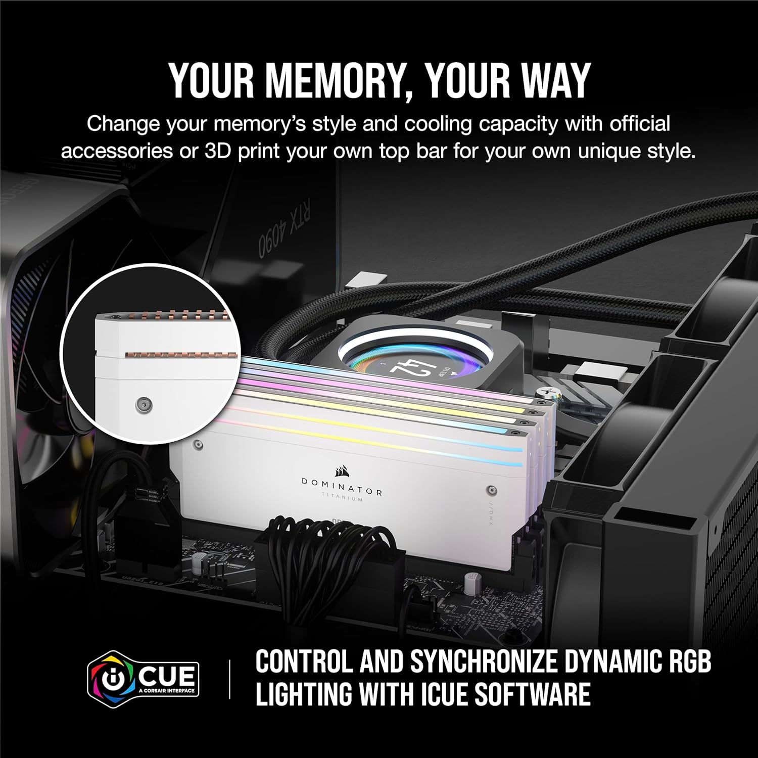 Corsair DOMINATOR TITANIUM RGB DDR5 32GB (2x16GB) 6000MHz CL30 Desktop Memory | AMD EXPO & Intel XMP | iCUE Compatible | White | CMP32GX5M2B6000Z30W