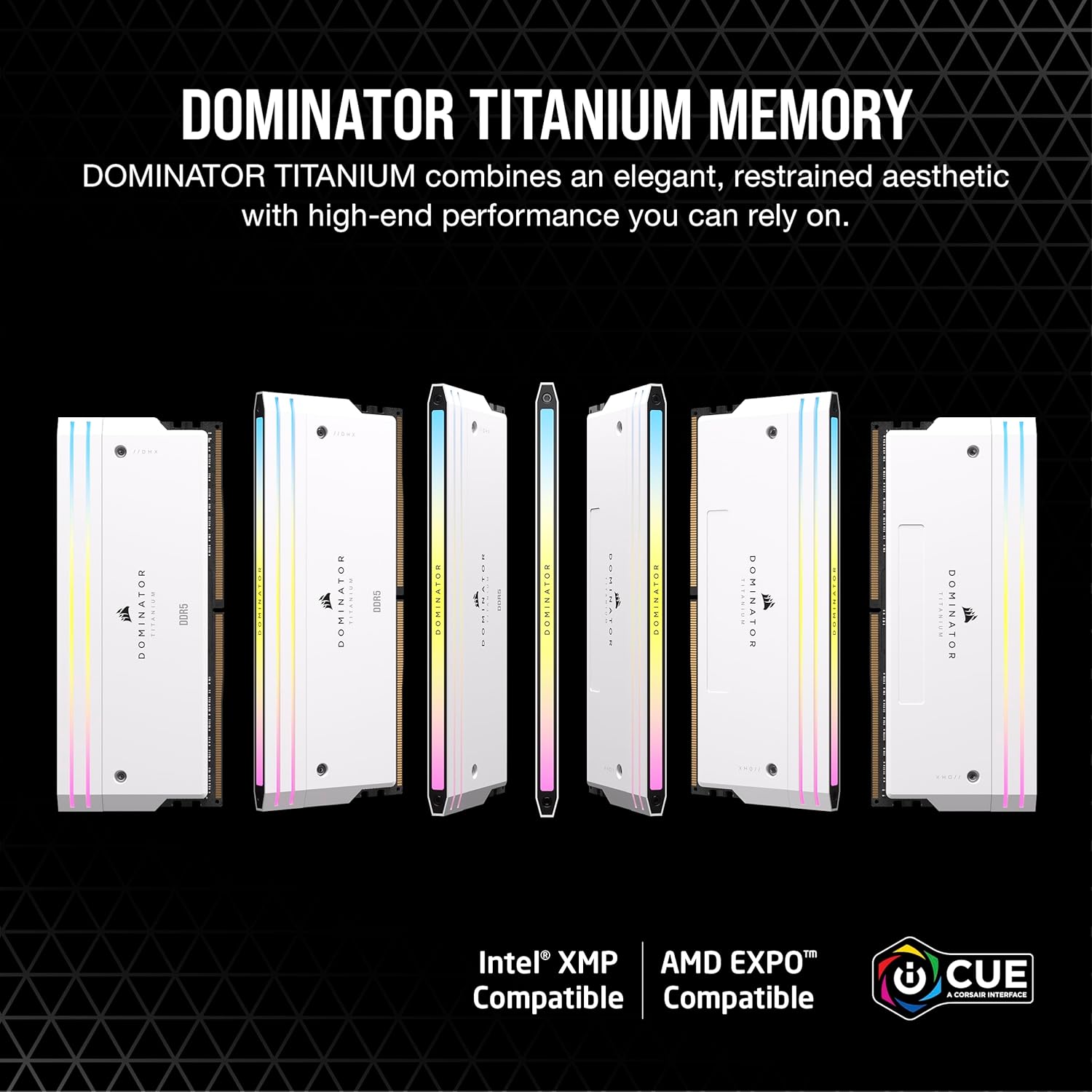 Corsair DOMINATOR TITANIUM RGB DDR5 32GB (2x16GB) 6000MHz CL30 Desktop Memory | AMD EXPO & Intel XMP | iCUE Compatible | White | CMP32GX5M2B6000Z30W