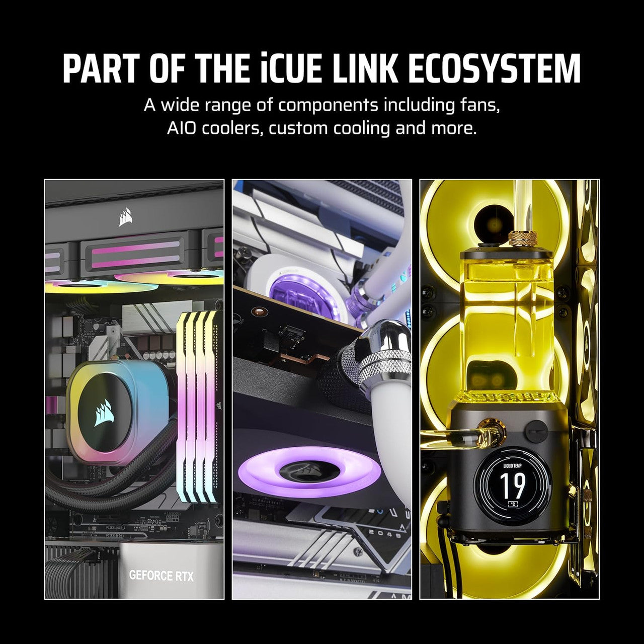 Corsair iCUE Link LX120-R RGB PWM | 120 mm | 2400 rpm | 4-Pin Case Fan with Reverse Fan Expansion (Black) CO-9051049-WW