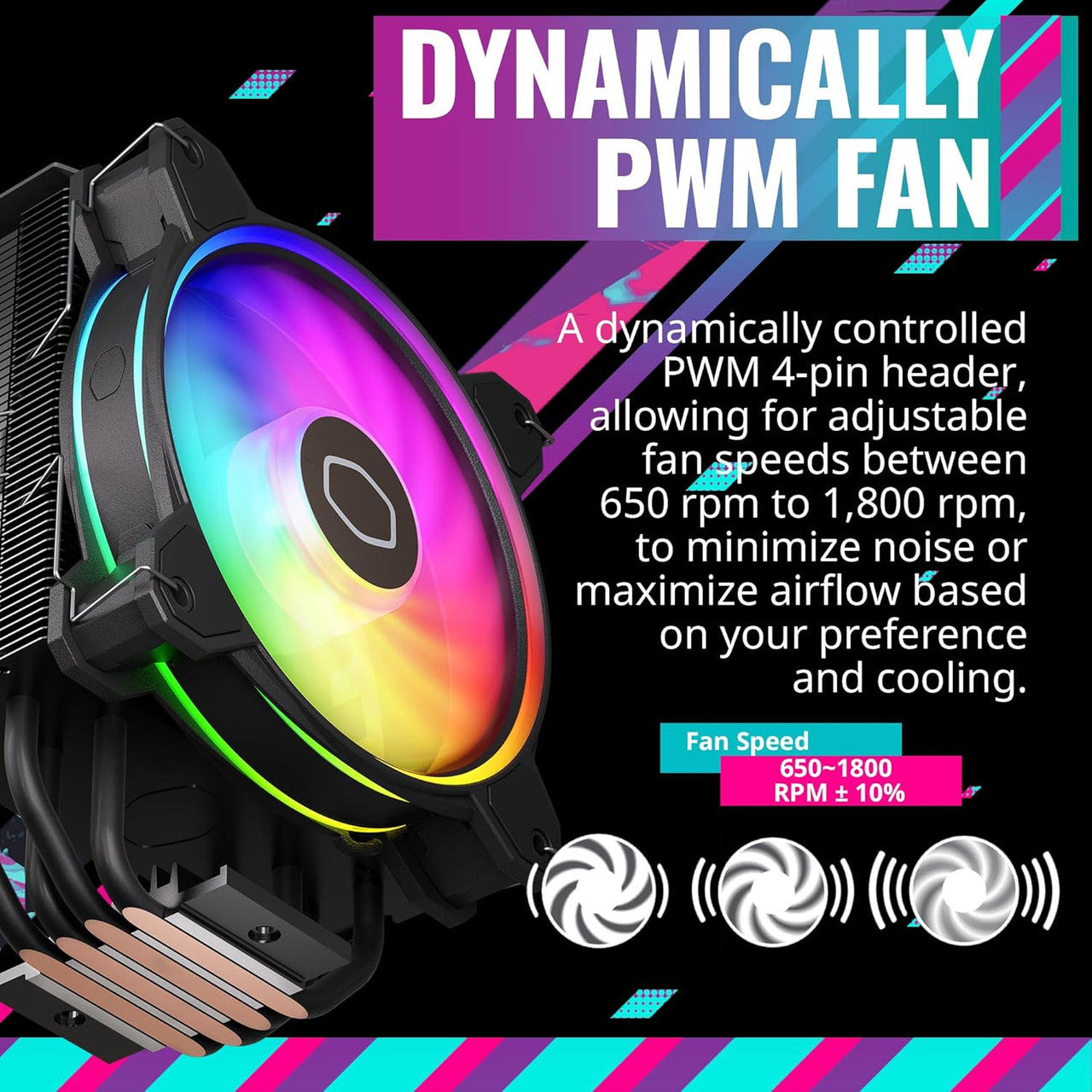 Cooler Master Hyper 212 Halo Black CPU Air Cooler, Dual Loop ARGB, AMD AM5 | AM4, Intel LGA 1851 | 1700 | 1200 RR-S4KK-20PA-R1