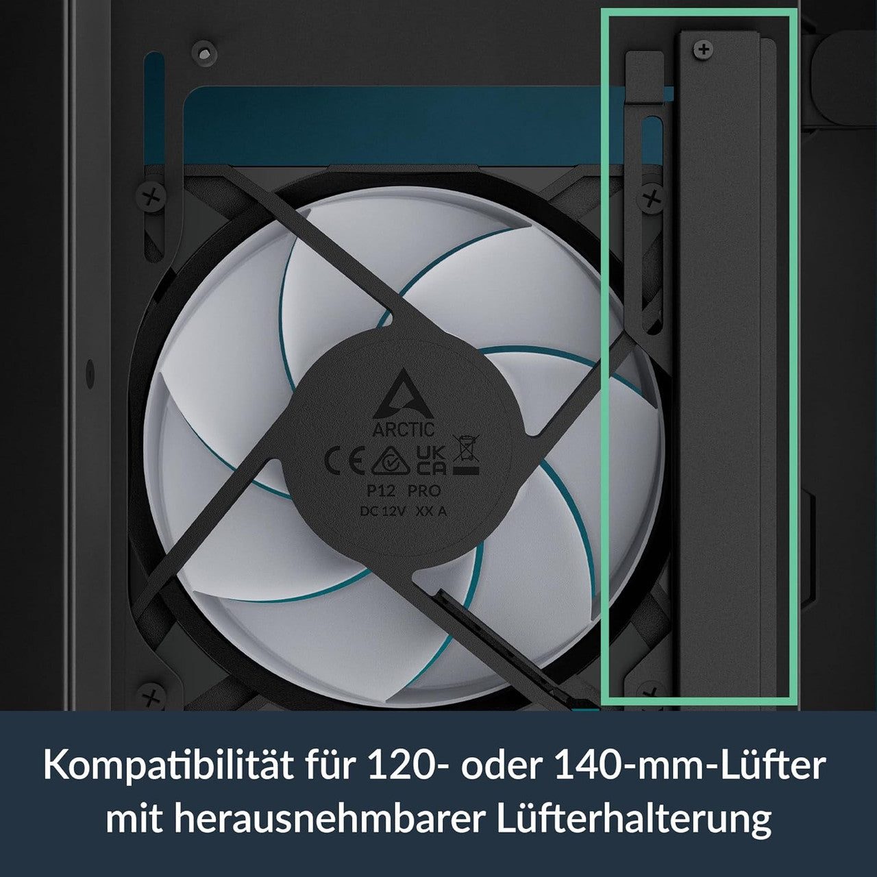 Arctic Xtender VG PC Case-Mid Tower Tempered Glass Panel-A-RGB Fans Vertical GPU Mounting Kit (Mirror Black) ACPCC00019A